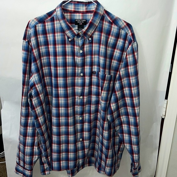 Ralph Lauren Other - Ralph Lauren Jeans Co Mens Long Sleeve Shirt Blue White Red Plaid Size Large